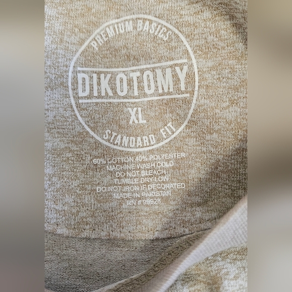 DIKOTOMY Contrast jersey longsleeve raglan crew neck tee. Taupe/tan. Size XL NWT - Picture 3 of 10